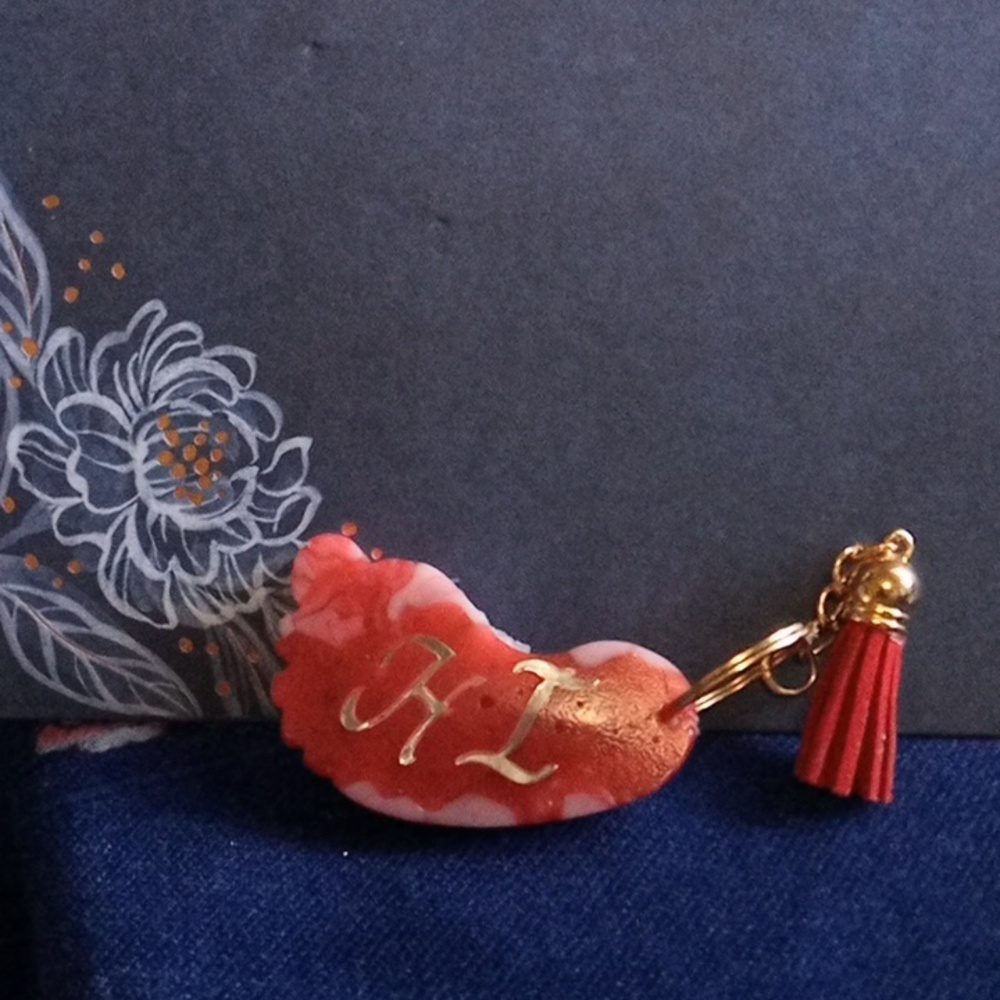 Red footprint keychain